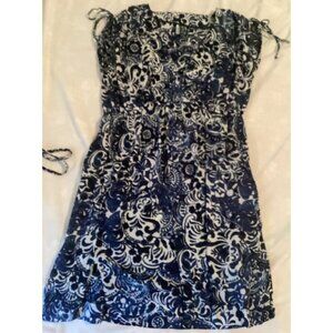 Lauren‎ Ralph Lauren Swimsuit Cover Up Navy Blue Print Beach Small pockets